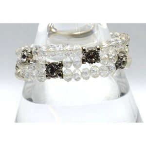 Vintage AB Crystal Rhinestone Stretch Bracelet Aurora Borealis‎ 7.75"